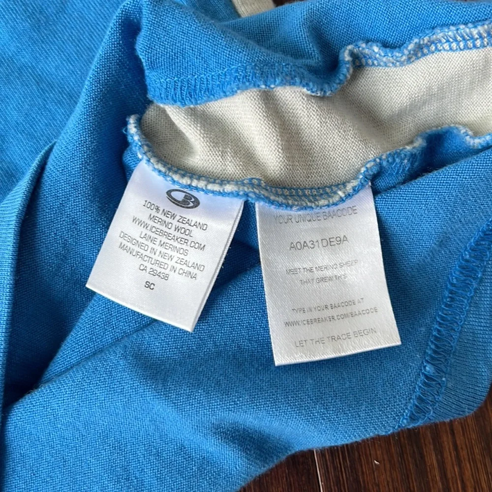 Icebreaker Bodyfit 260 Wool Zip Neck pullover Stripes Medium Blue Gray - Picture 5 of 12